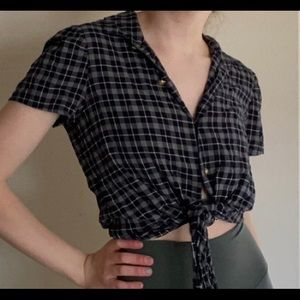 plaid short sleeve button down